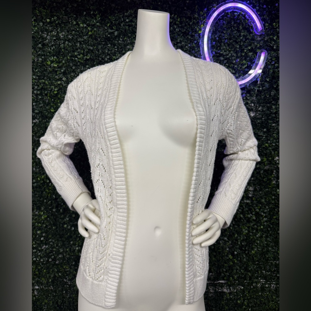 Cream Open-Front Cardigan